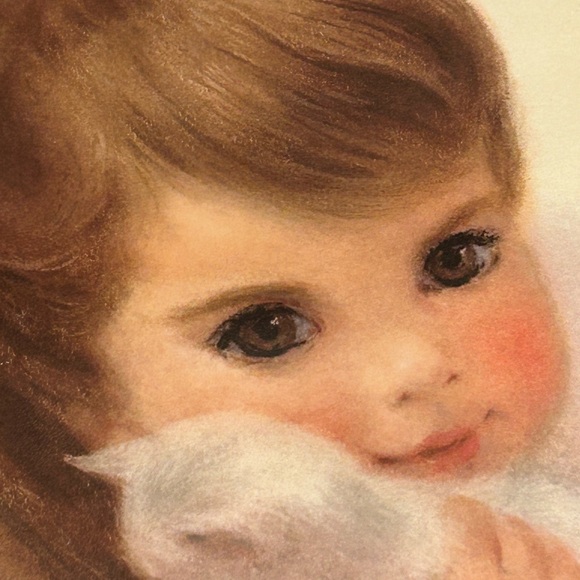 Charmin Framed Print Girl with Kitten Vintage Marketing Advertising 14”x11” - Picture 2 of 5